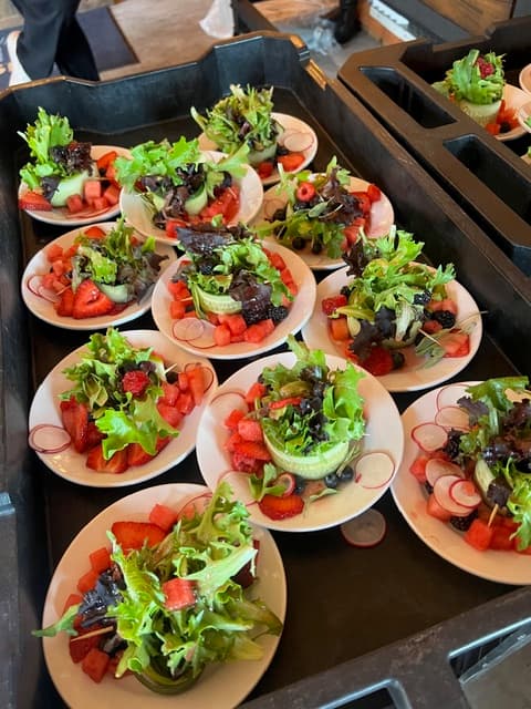 Deviled eggs with edible flowers